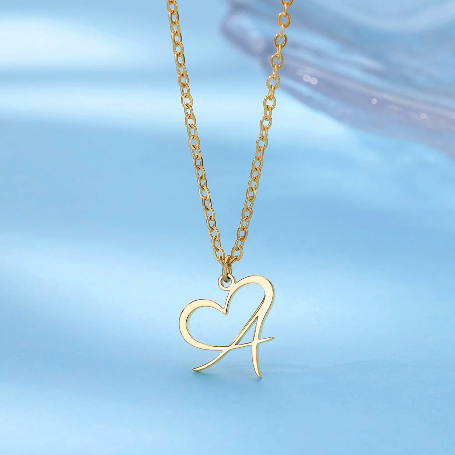 Heart Initial Letter Necklace for Women Gold Color Stainless Steel Necklace Jewelry Christmas Birthday Gift Free Shipping collar