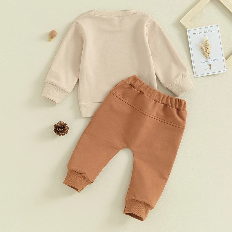 2023-09-21 Lioraitiin 0-3YToddler Baby Boy Clothes Set Letter Print Long Sleeve Pullover Top Sweatshirt Pant Fall Winter Outfits
