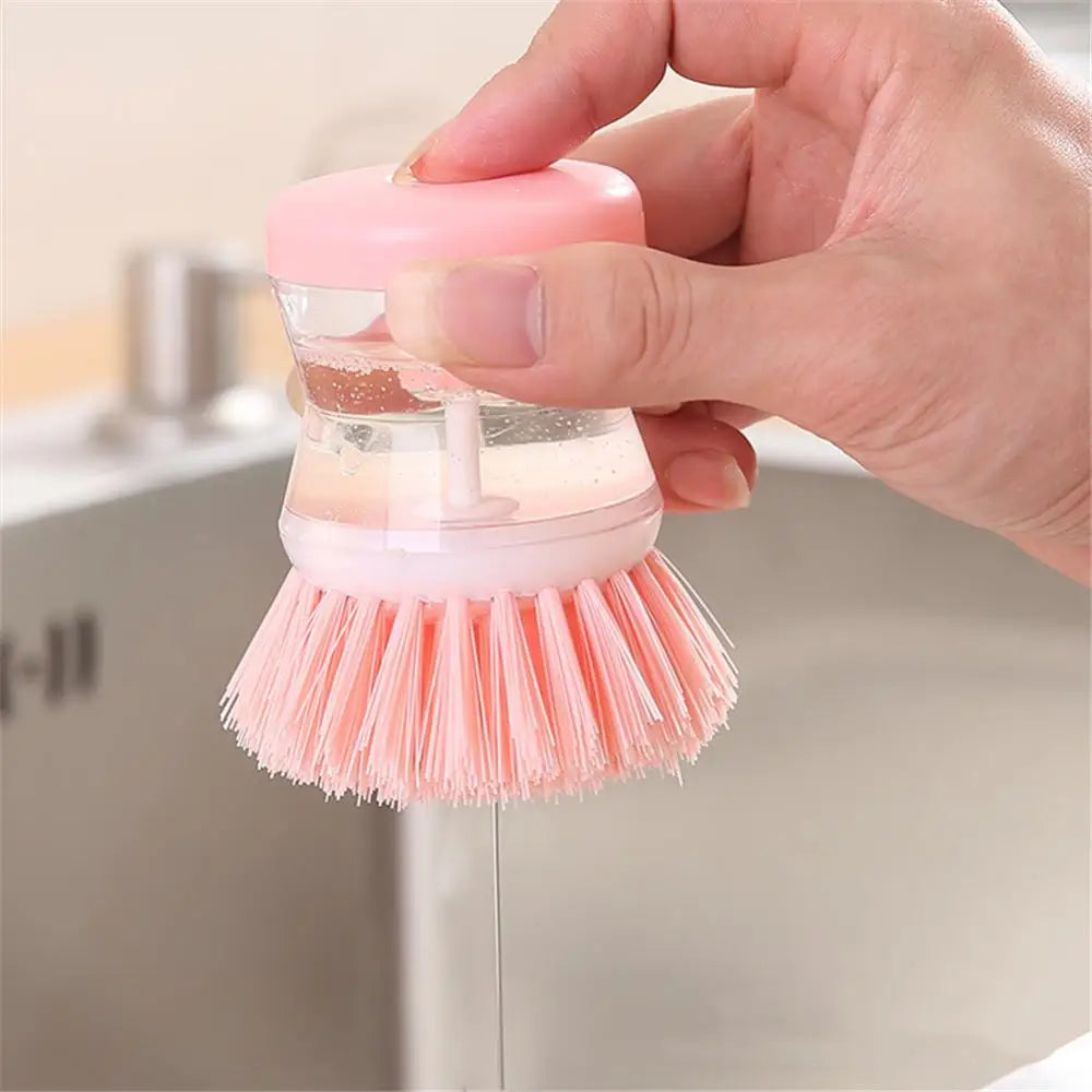 Kitchen Cleaning Brush Pot Dish Brush with Washing Up Liquid Soap Dispenser  2 In 1 Long Handle Cleaing Brush Dishwashing Brush